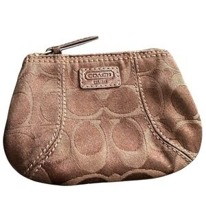Coach Signature Chocolate Brown Jacquard Zippered Coin Purse Pouch Y2K Vintage